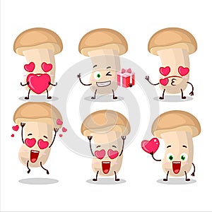 Slice enokitake cartoon character with love cute emoticon