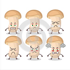 Slice enokitake cartoon character with various angry expressions