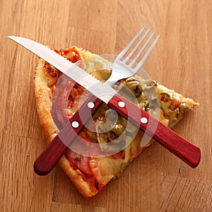 Slice of fesh italian pizza over background