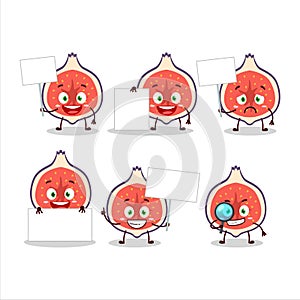 Slice of fig cartoon character bring information board