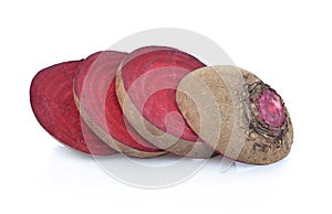 Slice fresh beetroot isolated on white background