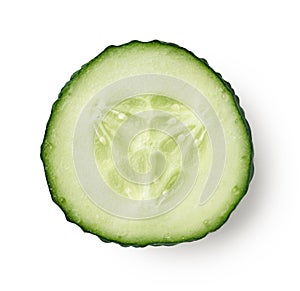 Slice of fresh cucumber isolated on white background