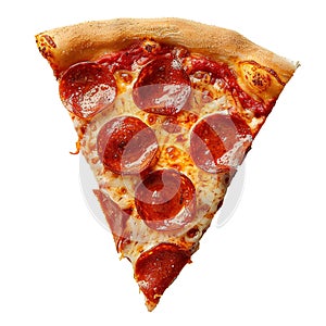 Slice of fresh italian classic original Pepperoni Pizza isolated on transparent background