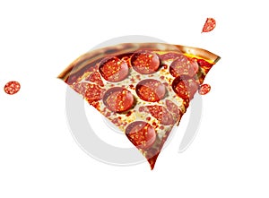 Slice of fresh italian classic original Pepperoni Pizza isolated on white background png image