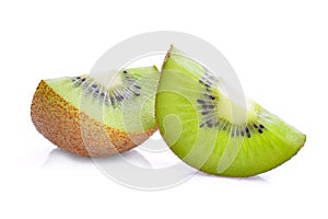 Slice of fresh kiwi fruit isolated on white