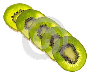 Slice of fresh kiwi fruit isolated