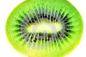 Slice of fresh kiwi fruit isolated on white background.