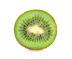 Slice of fresh kiwi fruit isolated on white background