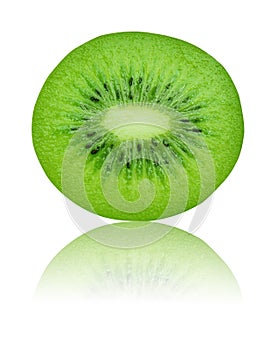 Slice of fresh kiwi fruit isolated on white background