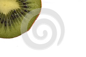 Slice of fresh kiwi fruit isolated on white background.