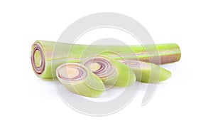 Slice of fresh Lemongrass isolated on white background