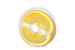 Slice of fresh orange isolated on white background