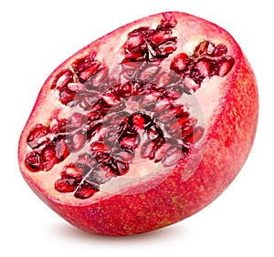 Slice of fresh pomegranate fruit isolated on white background