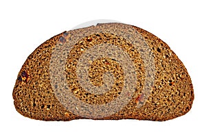 Slice of fresh rye bread isolated on white background