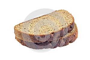 Slice of fresh rye bread isolated on white background