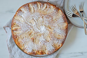 Slice of freshly baked apple pie
