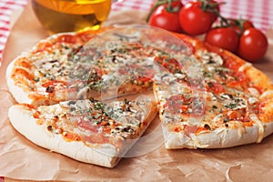 Slice of funghi pizza