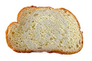 Slice of golden bread isolate on a white background