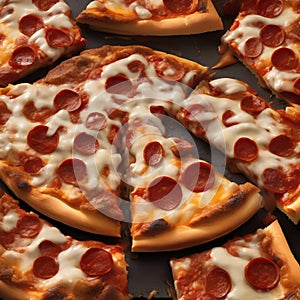 A slice of gooey and cheesy deep-dish pizza with a thick crust3 photo