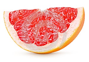 Slice of grapefruit citrus fruit isolated on white