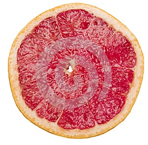 Slice of grapefruit isolated on white background with clipping path