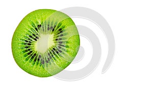 slice of juicy delicious and healthy ripe kiwi, isolated on white background, copy space, template