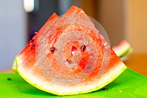 A slice of juicy watermelon. Summer concept.
