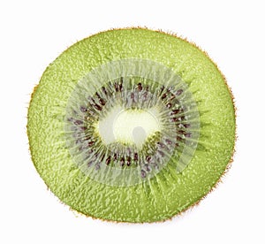 Slice of kiwi fruit isolated on white background