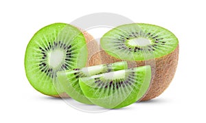 Slice kiwi fruit on white background