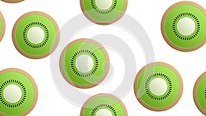 Slice of kiwi on a white background. vector illustration, pattern. fruit in a cut with seeds. round piece of kiwi green color,