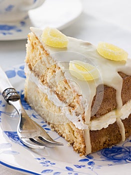 Slice of Lemon Drizzle Cake photo