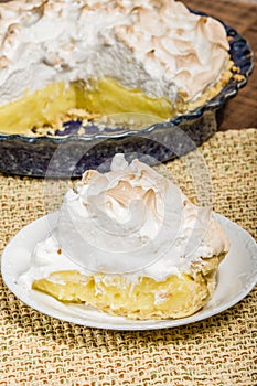 Slice of lemon meringue pie