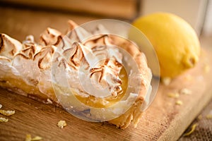 Slice of lemon meringue pie