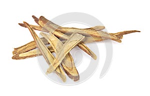 Slice Licorice roots on white background