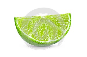 Slice lime on white background