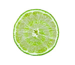 Slice of lime on white background