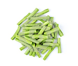 Slice long beans isolated on white background.
