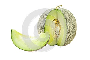 Slice melon isolated on white background with clipping path