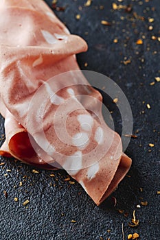 a slice of mortadella