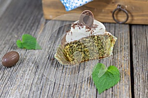 slice of nettle cupcake with mascarpone