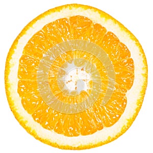 Slice of ripe orange isolated on white