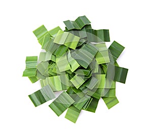 Slice pandan leaf isolated on white background