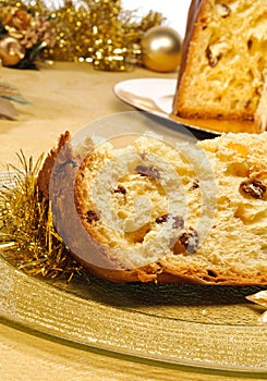 Slice panettone, closeup