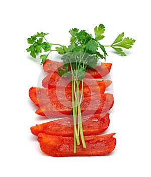 Slice of paprika and parsley