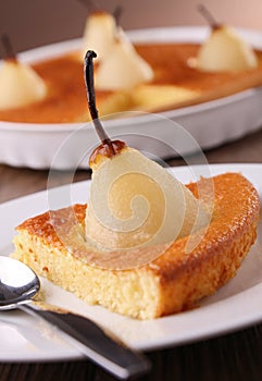 Slice of pear cake