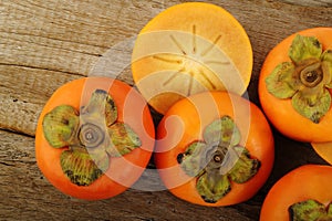 Slice persimmon fruit