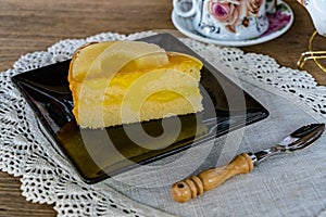 Slice cake on white plate