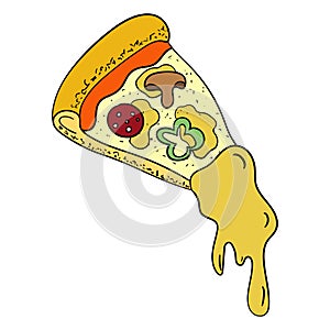 a slice of pizza with cheese. vector illustration photo