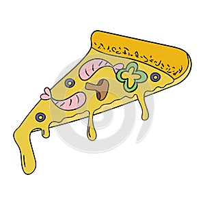 a slice of pizza with cheese. vector illustration photo