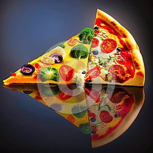 a slice of pizza with different toppings, generative AI